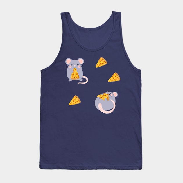 Adorable Hungry Rats And Pizza Tank Top by Sofia Sava